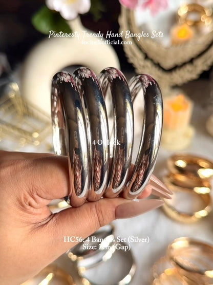 ✨HC56: Bangles Sets for Stack: 4 Bangles Sets (Silver)✨