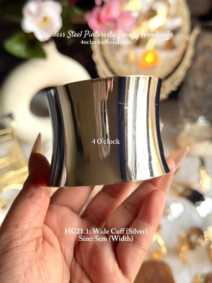 ✨HC21.1: Stainless Steel Handcuff for Stack: Wide Cuff (Silver)✨