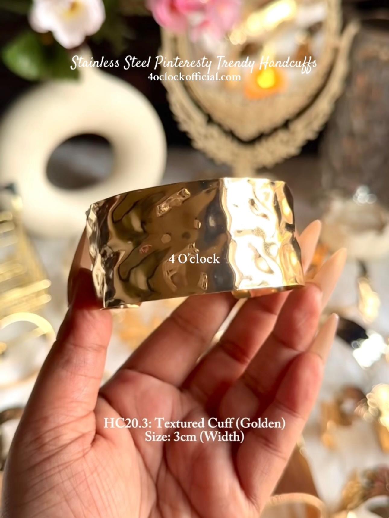 ✨HC20.3: Stainless Steel Handcuff for Stack:Textured Cuff (Golden)✨