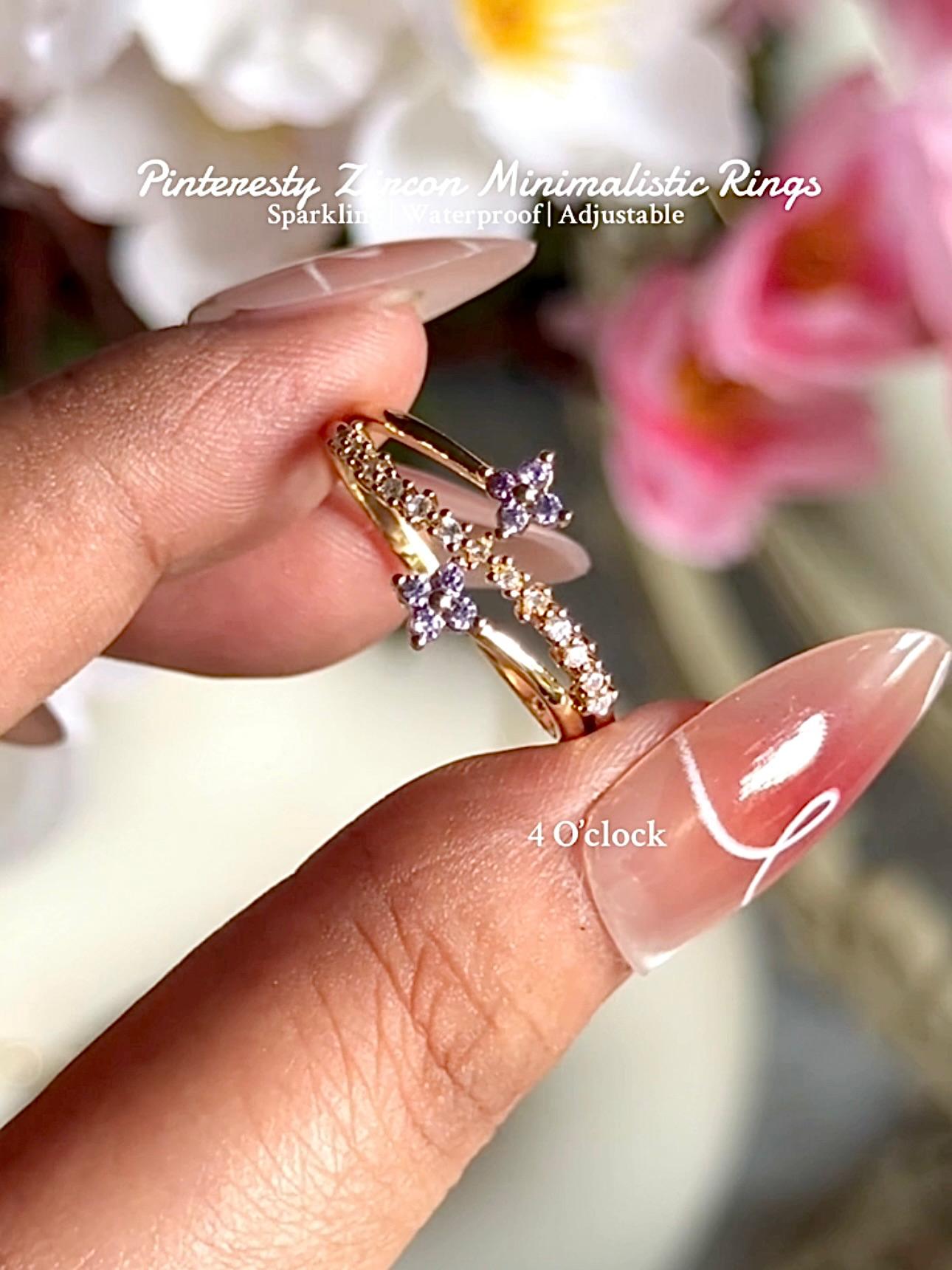 💍R142: Stainless Steel Zircon Minimalistic Finger Ring: Lilac Whisper (With Box)✨