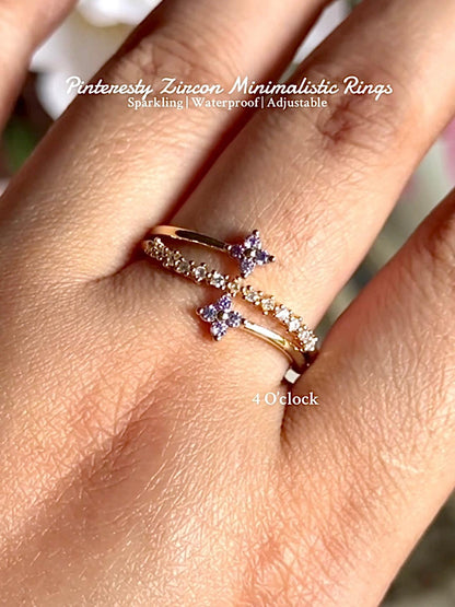 💍R142: Stainless Steel Zircon Minimalistic Finger Ring: Lilac Whisper (With Box)✨