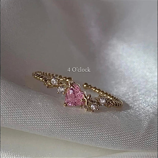 💍R190: Stainless Steel Zircon Minimalistic Finger Ring: Pink Heart Carnation (With Box)✨