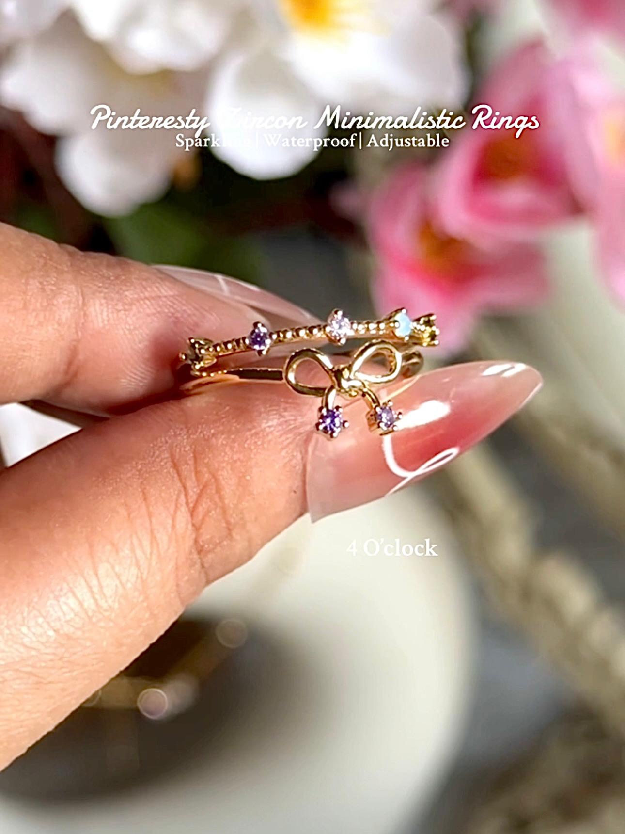 💍R136: Stainless Steel Zircon Minimalistic Finger Ring:(With Box)✨