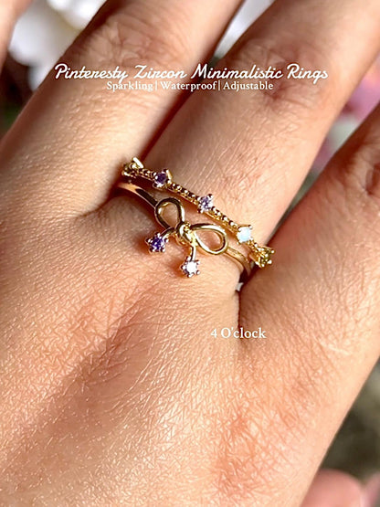 💍R136: Stainless Steel Zircon Minimalistic Finger Ring:(With Box)✨