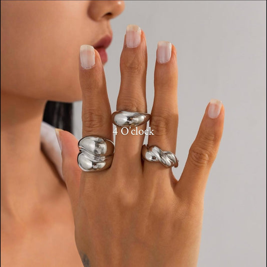 ✨RS16: Maximalistic Finger Ring Sets (Silver) -3pc✨