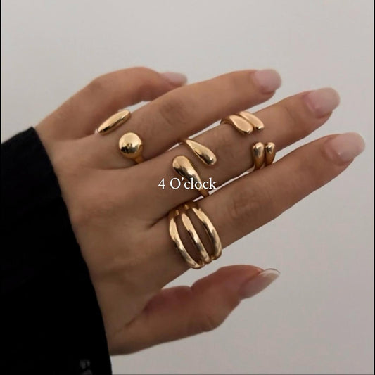✨RS12: Maximalistic Finger Ring Sets (Golden) -4pc✨