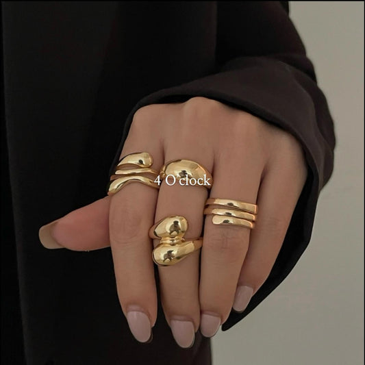 ✨RS10: Maximalistic Finger Ring Sets (Golden) -4pc✨