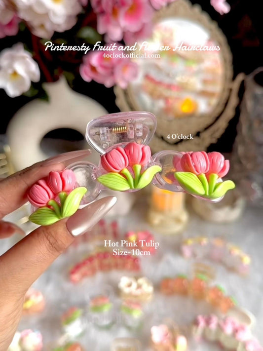 🍇Cottagecore Hairclaws: Hot Pink Tulip🌷✨