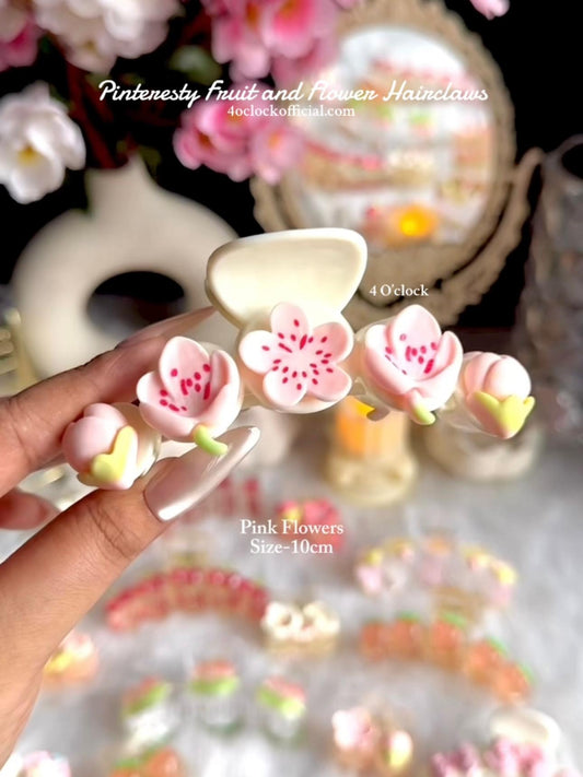 🍇Cottagecore Hairclaws: Pink Flowers🌷✨