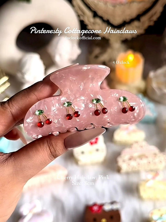 🍒Pinteresty Cottagecore Cherry Hairclaws: Pink✨