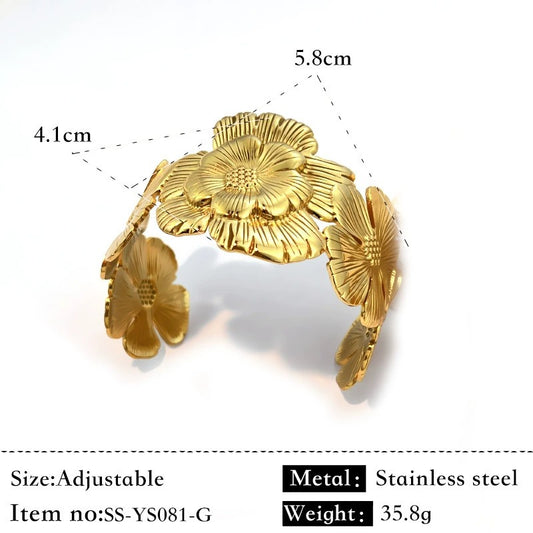HC171: 18K Gold Plated Stainless Steel Handcuff Bracelet (Golden)