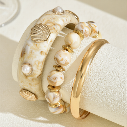 HC163: Trendy Resin Bangle Set: Sandy Coastline (3pcs)