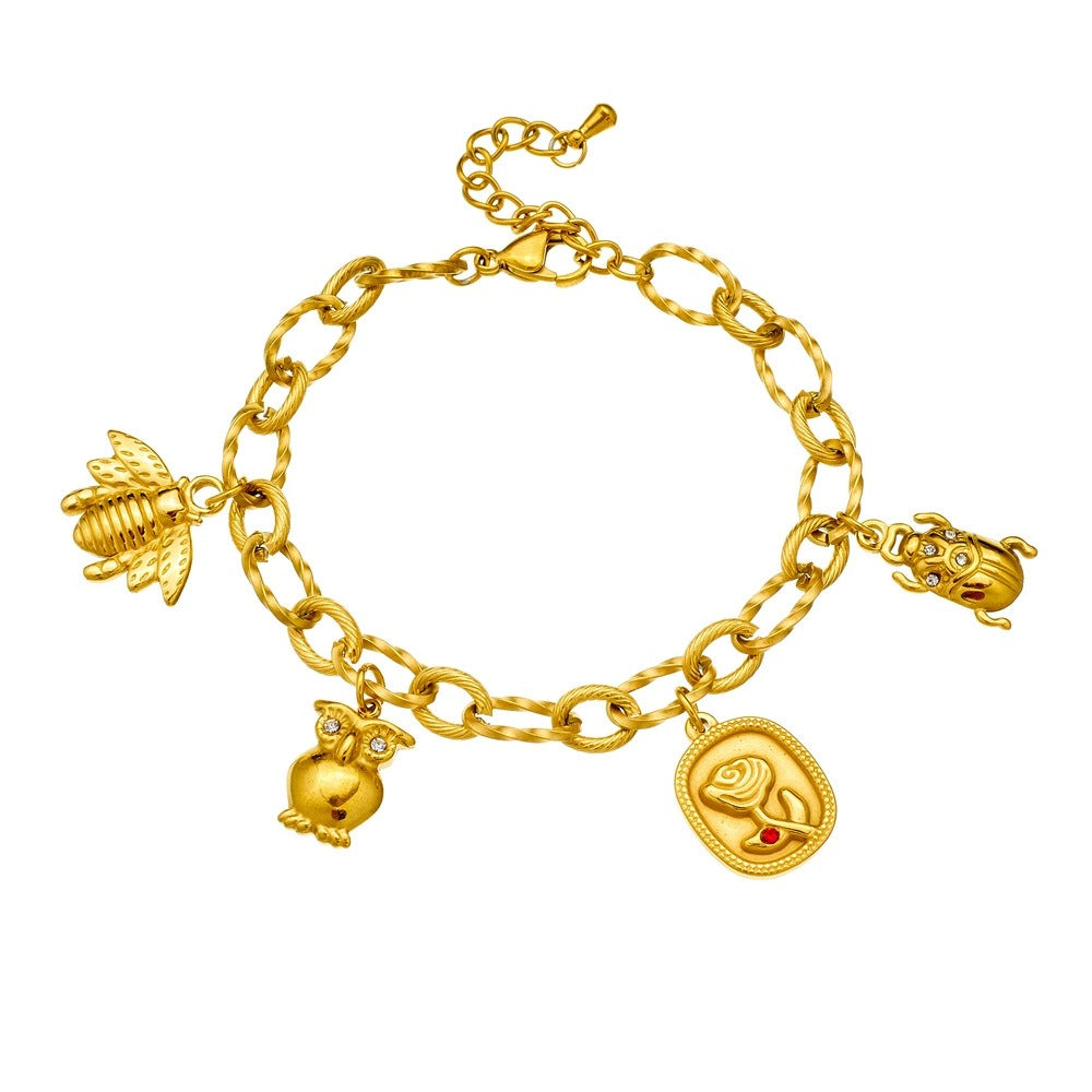 BN11: 18K Gold Plated Premium Stainless Steel Charm Bracelet
