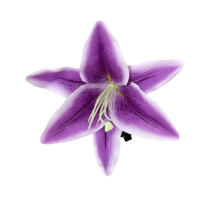 Artificial Lily Side Hair Clip: Purple