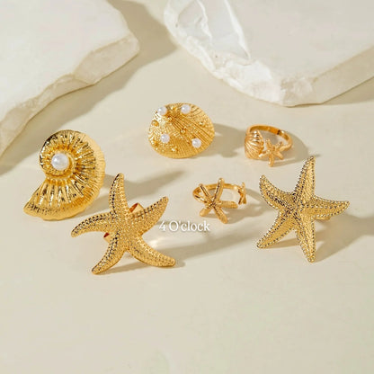 ✨RS94: Maximalistic Finger Ring Sets (Golden) - 6pcs (Full set adjustable)