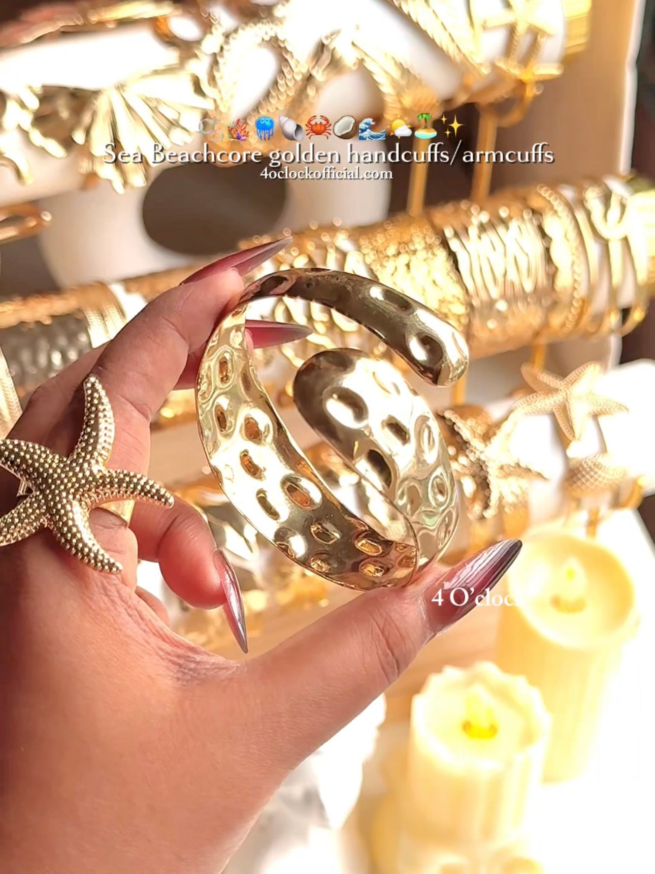 HC132: Handcuff for Stack: Gold Concave Bracelet