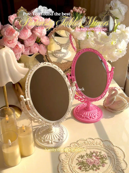 M03: Vintage Mirror: Oval Shape : Pink