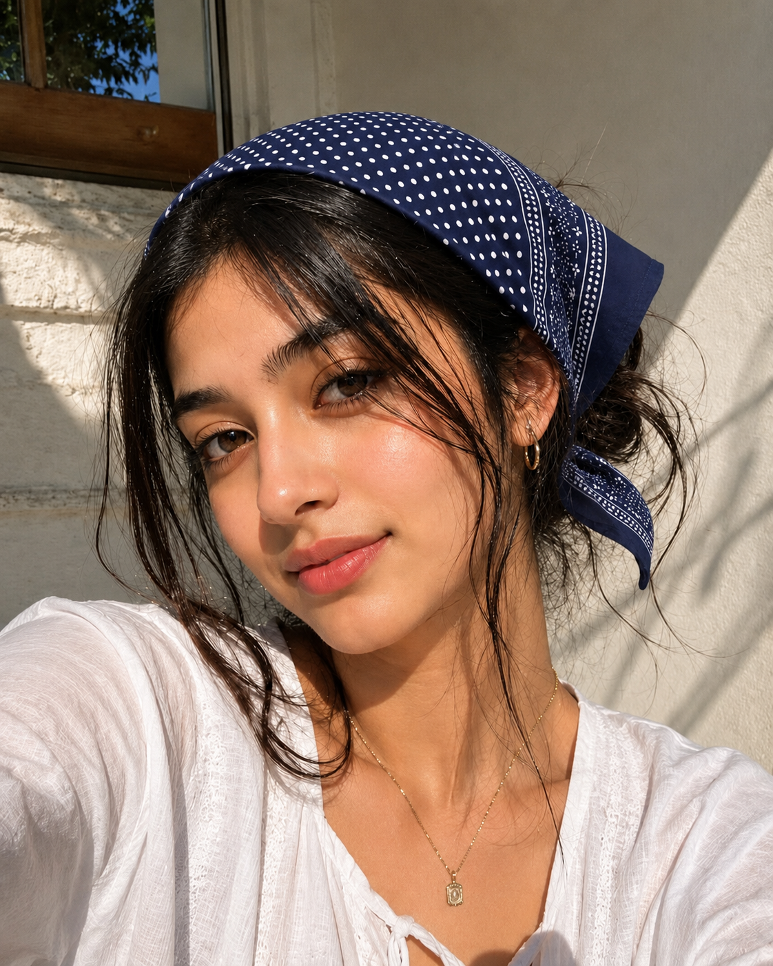 Bandana16: 90’s Bandana: Navy Blue Polka dot