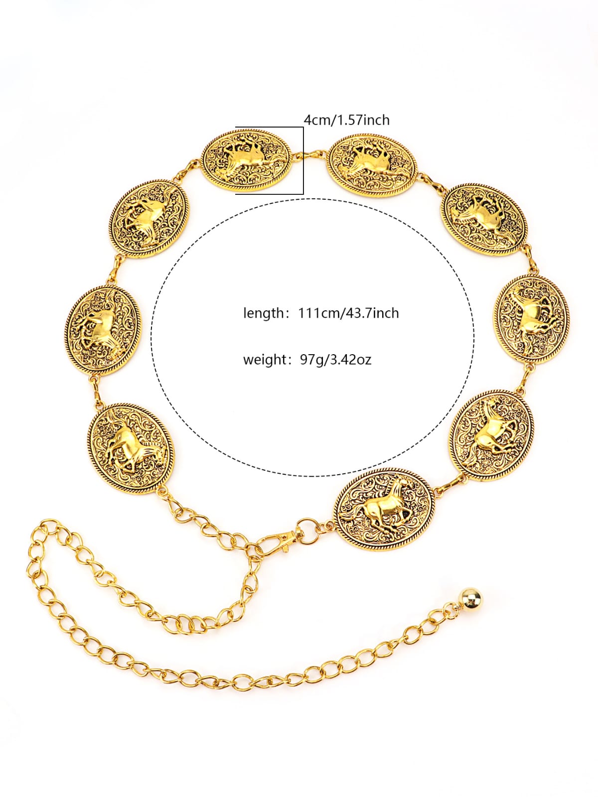 WC34: Pinteresty Waist Chains: Oval Horse (Gold)