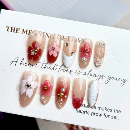 N21: Press On Nails: Precious Petals. Size XS (10 Pcs) - With 12pcs FREE glue stickers.