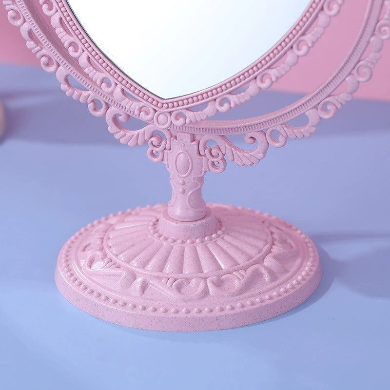 M05: Vintage Mirror: Vintage Heart Shape: Pink