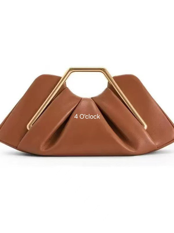 Metal Frame Handbag: Brown