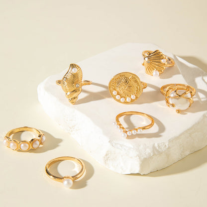 ✨RS43: Maximalistic Finger Ring Sets (Golden) - 7pcs (Non adjustable)
