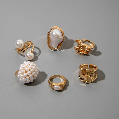 ✨RS80: Maximalistic Finger Ring Sets (Golden) - 6pcs (Adjustable-Non adjustable mixed sizes)