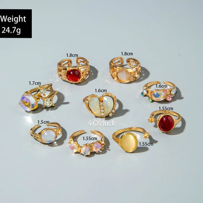 ✨RS89: Maximalistic Finger Ring Sets (Golden) - 9pcs (Full set adjustable)