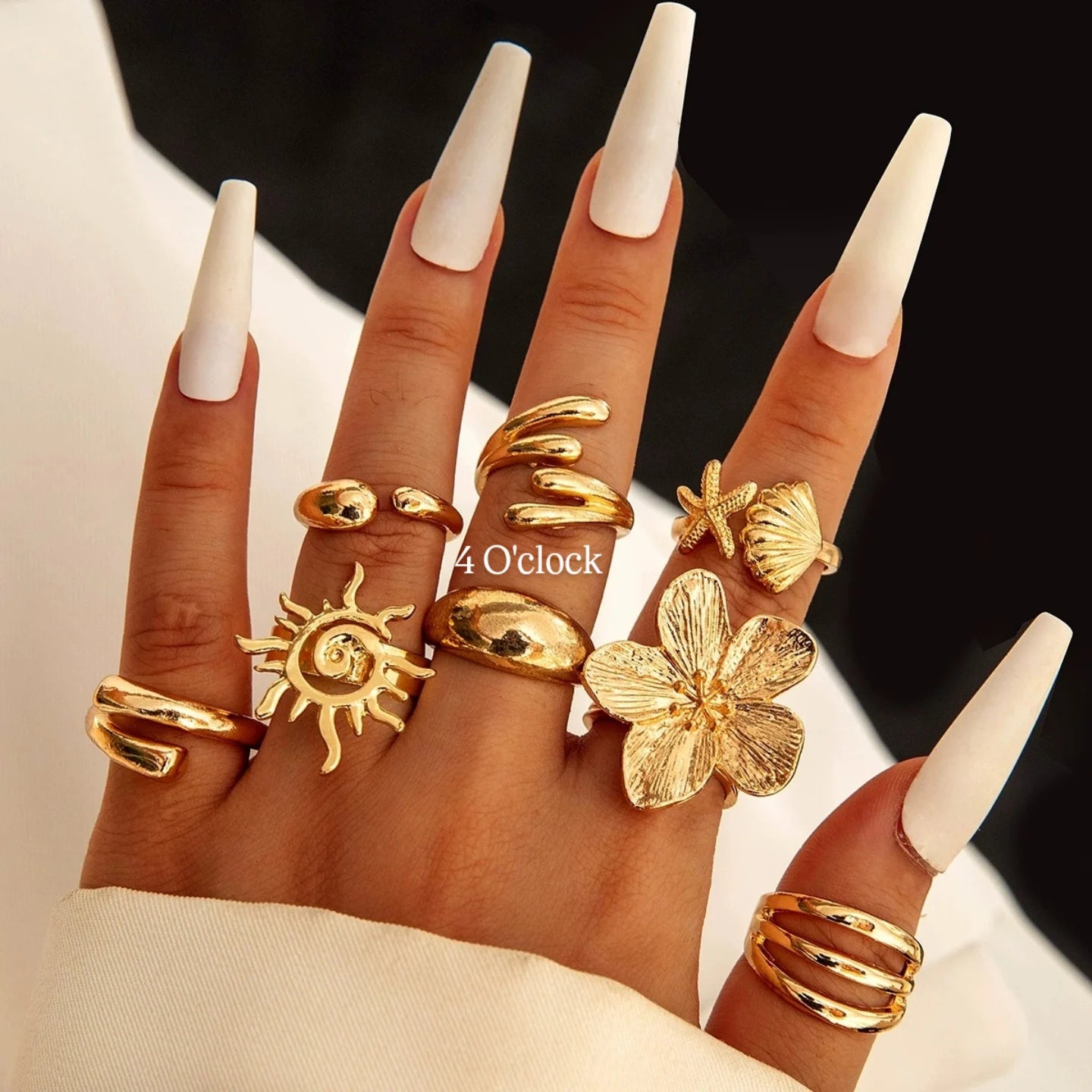 ✨RS93: Maximalistic Finger Ring Sets (Golden) - 8pcs (Full set adjustable)
