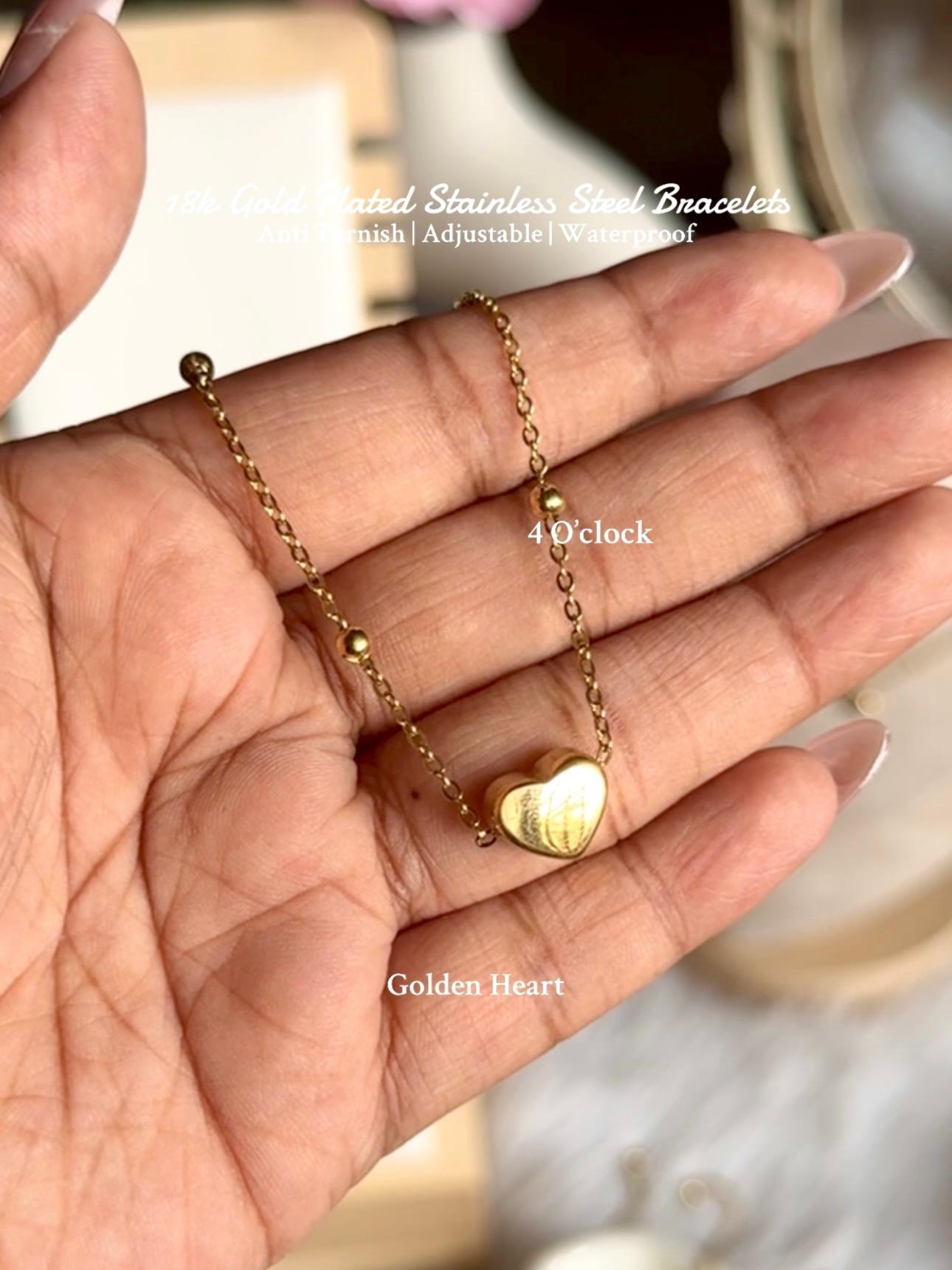 B10⚜️18k Gold Plated Stainless Steel Bracelet: Golden Heart✨