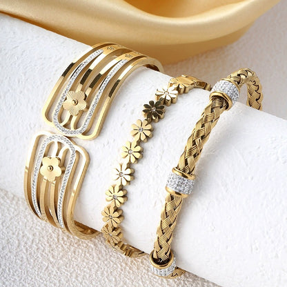 CB06: 18k Gold Plated Premium Stainless Steel Cuff Bangles: Saffron