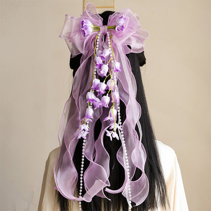 3D Mesh Bow Tulip Hair Clip: Purple