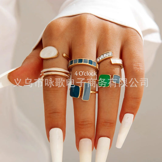 ✨RS91: Maximalistic Finger Ring Sets (Golden) - 6pcs (Full set adjustable)