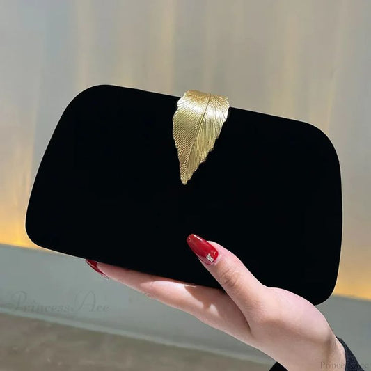 Velvet Leaf Clutch: Black