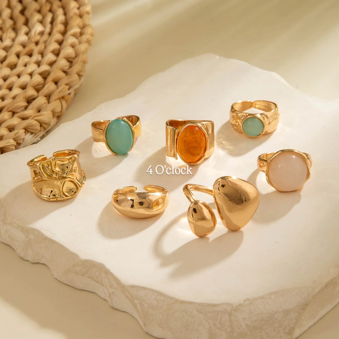 ✨RS77: Maximalistic Finger Ring Sets (Golden) - 7pcs (Full set adjustable)
