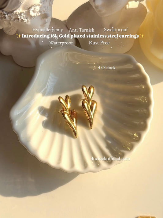 GE12: Stainless Steel Earrings: Double Heart