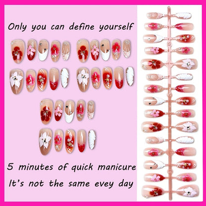 N21: Press On Nails: Precious Petals. Size XS (10 Pcs) - With 12pcs FREE glue stickers.
