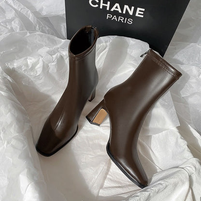 Square Toe Ankle Boots: Black, Brown, Off-white (PRE ORDER ONLY)