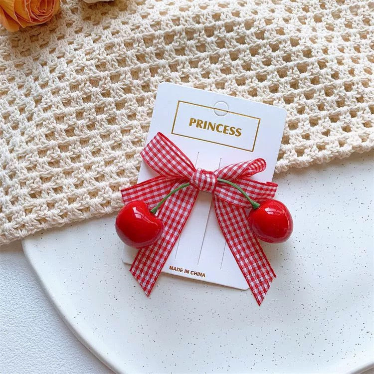 Cherry & Strawberry Cottagecore Hair Clips: Cherry (1 pair)