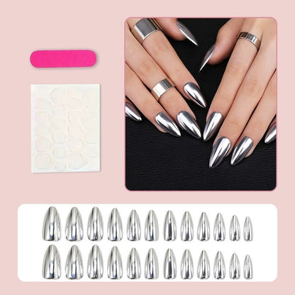 N32: Press On Nails: Cyber Chic (24 Pcs) - With FREE glue stickers.