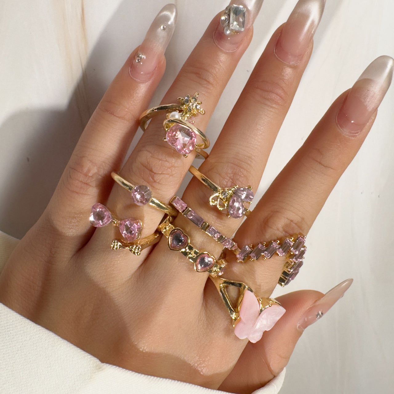RS132: Maximalistic Finger Ring Sets (Golden) - 8pcs