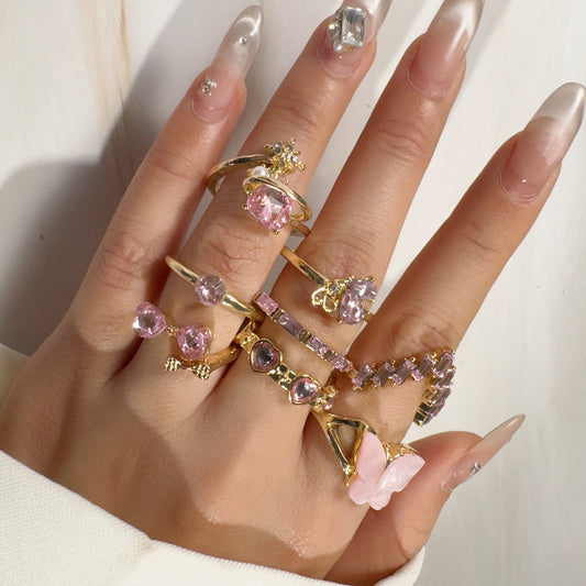 RS132: Maximalistic Finger Ring Sets (Golden) - 8pcs