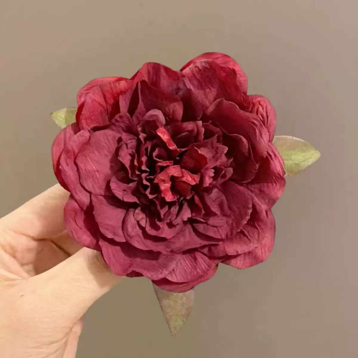 Artificial Flower Side Hairclips: Maroon Red