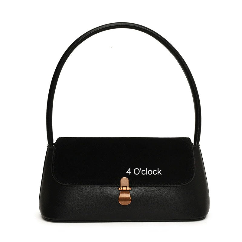 Leather Shoulder Bag: Black