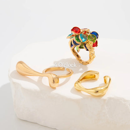 ✨RS115: Maximalistic Finger Ring Sets (Golden) - 3pcs (Adjustable-Non adjustable mixed sizes)