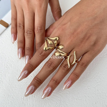 ✨RS107: Maximalistic Finger Ring Sets (Golden) - 3pcs (Full set adjustable)