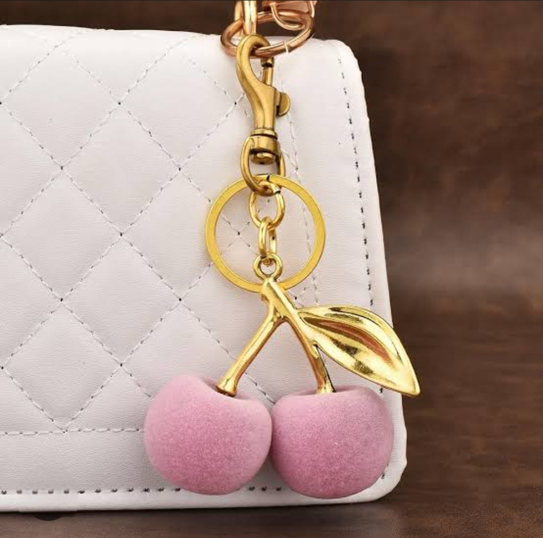 Pink Cherry Bag Charm/Keychain