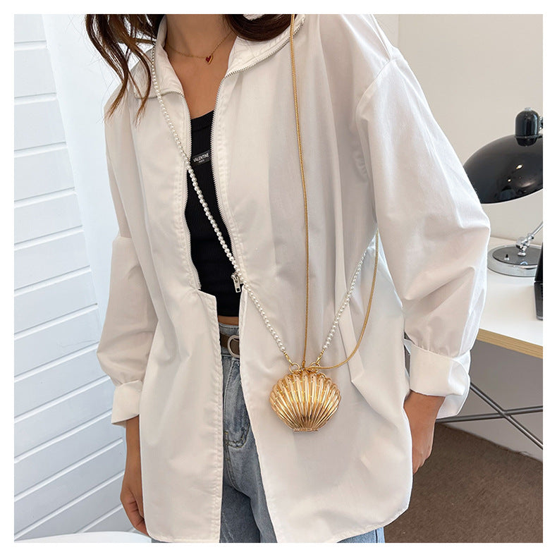 Mini Shell Clutch: Golden