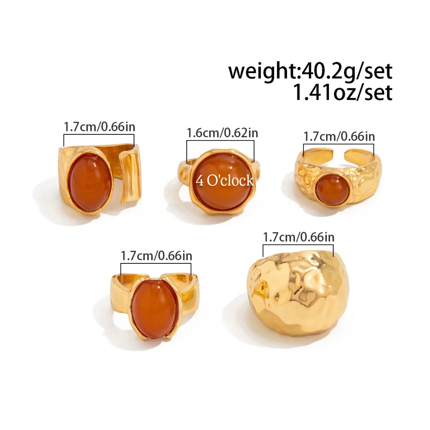 ✨RS98: Maximalistic Finger Ring Sets (Golden) - 5pcs (Full set adjustable)